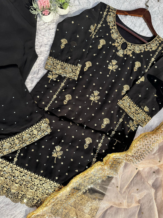 Outstanding Georgette Black Color Salwar Suit