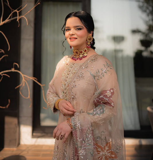 Lovely Peach Chinon Sequence Work Lehenga Choli With Top