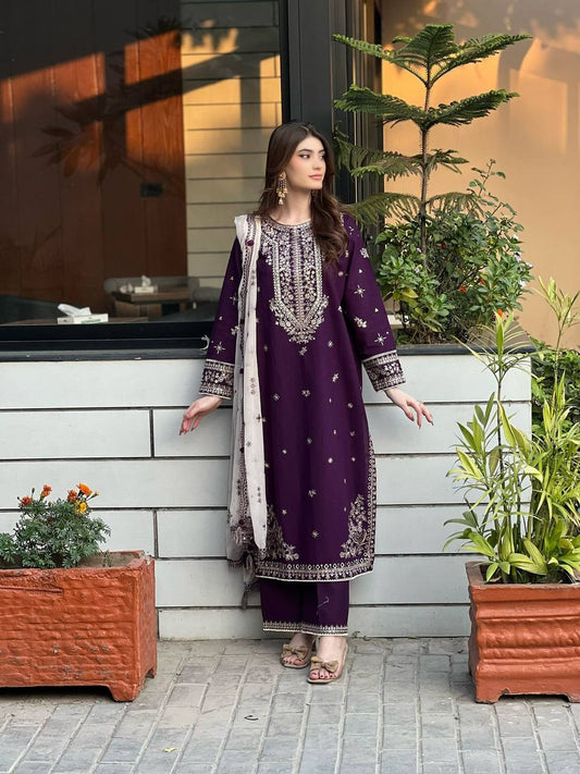 Exclusive Purple Faux Georgette with Sequence Work Sharara Suit