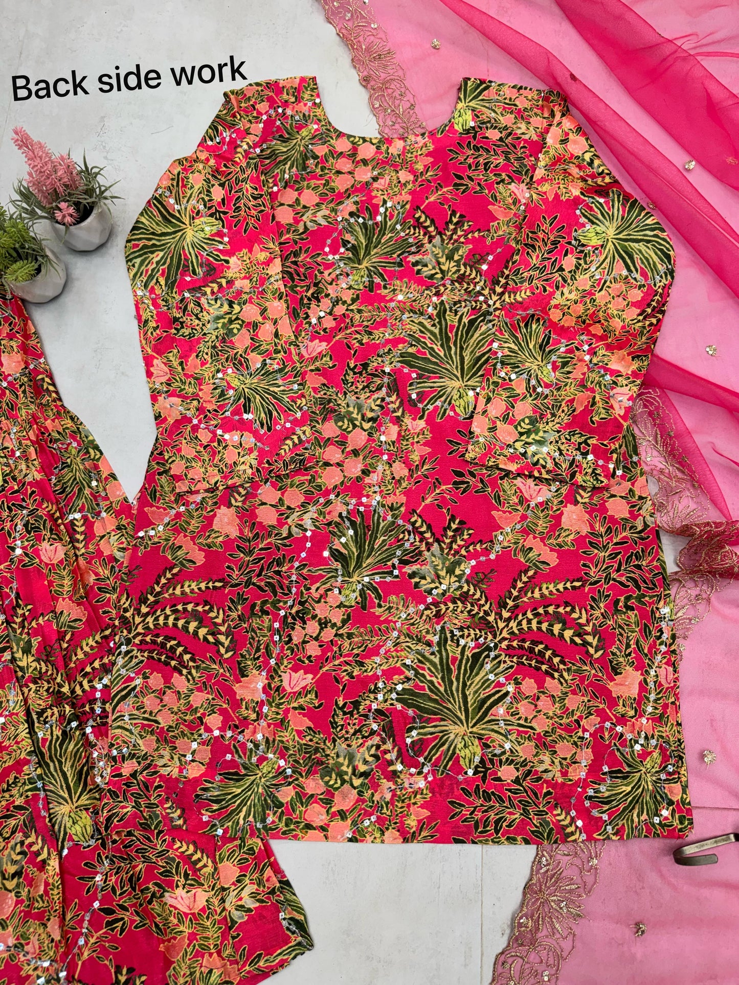 Precious Embroidery Work Multicolor Sharara Suit