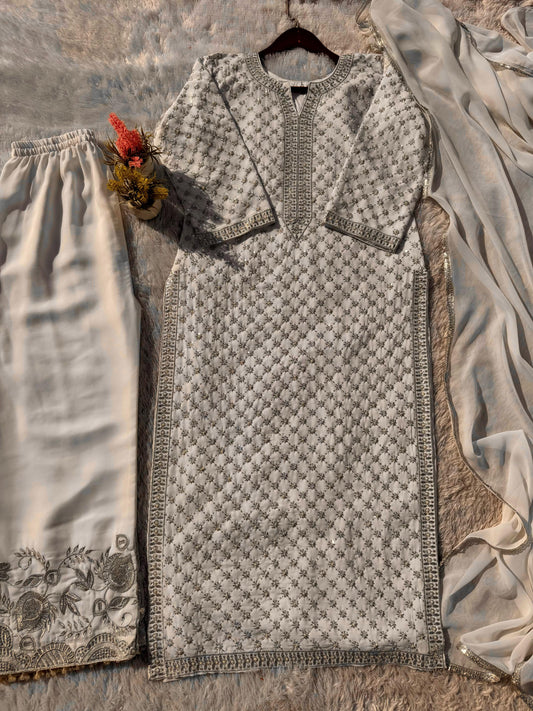 Occasion Wear Georgette Cream Color Salwar Suit