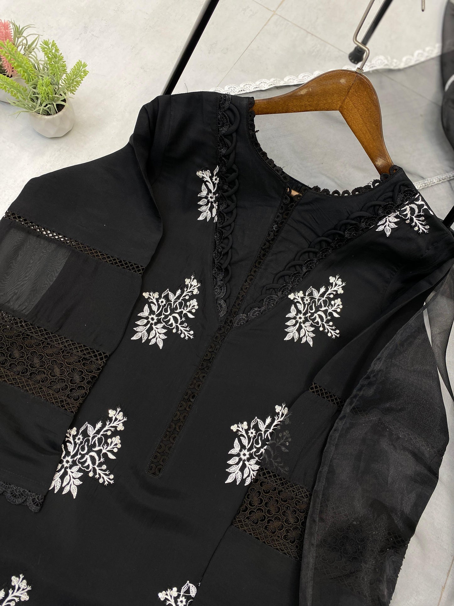 Trendy Peach Color Embroidery Work Straight Salwar Suit