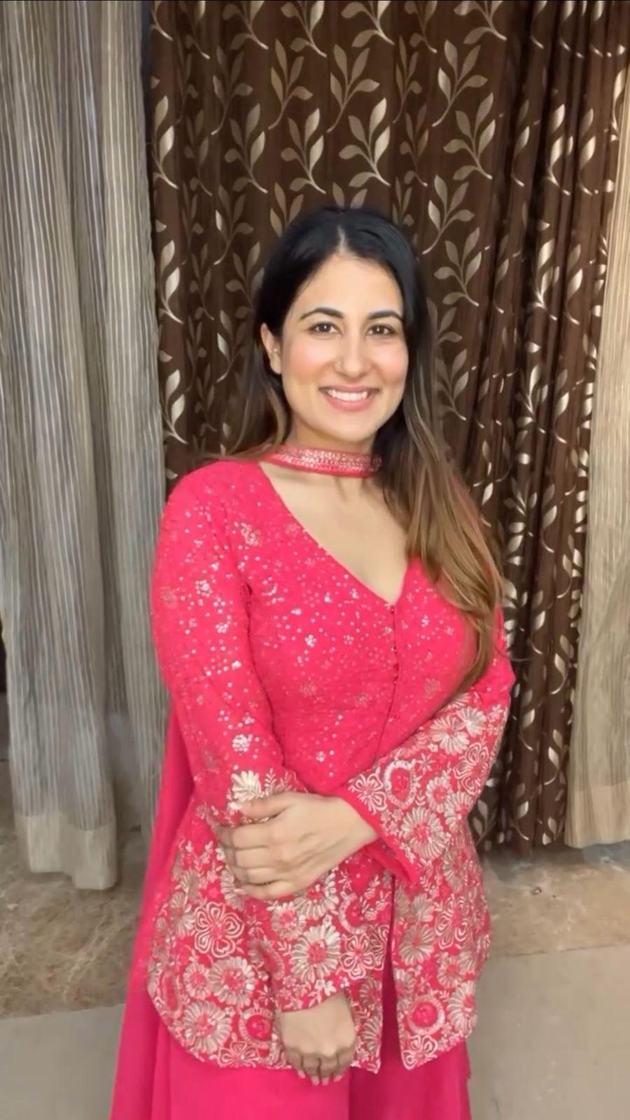 Stunning Georgette Pink Color Sharara Suit