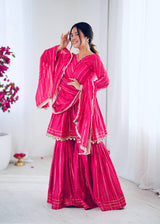 Royal Mirror Work Chanderi Sharara Ensemble