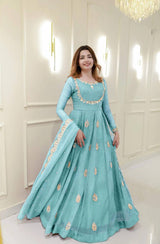 Exclusive Sequin Embroidered Georgette Gown with Dupatta | Party & Wedding Wear