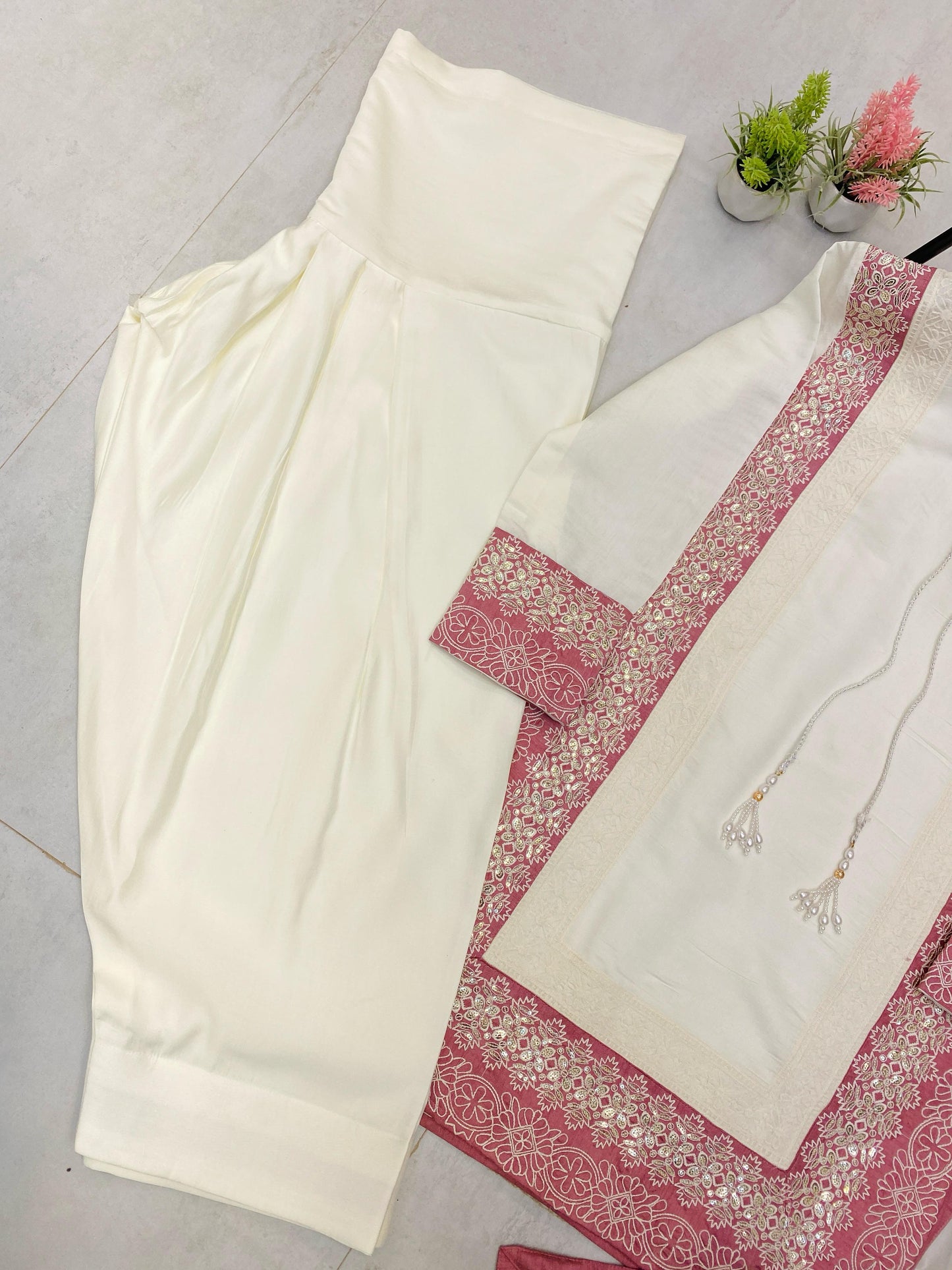 Blissful  Embroidery Work White Color Salwar Suit