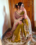 Unique Chinon Embroidery Work Mustard Color Sharara Suit