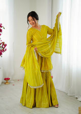 Royal Mirror Work Chanderi Sharara Ensemble