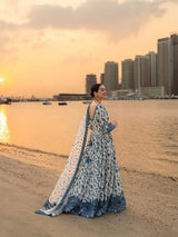 Zyra Festive Georgette Gown with Intricate Embroidery and Organza Cutwork Dupatta