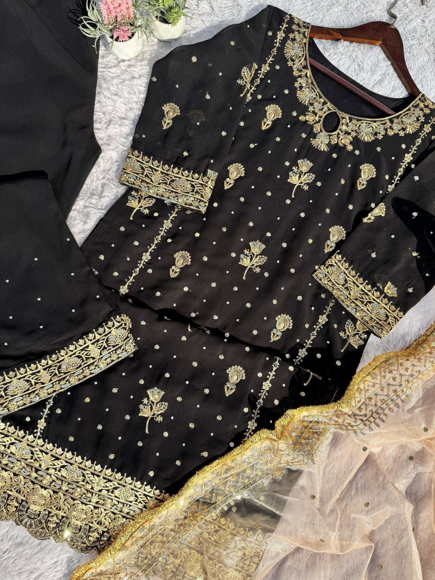 Outstanding Georgette Black Color Salwar Suit