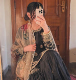 Attractive Heavy Work Black Color Sharara Suit