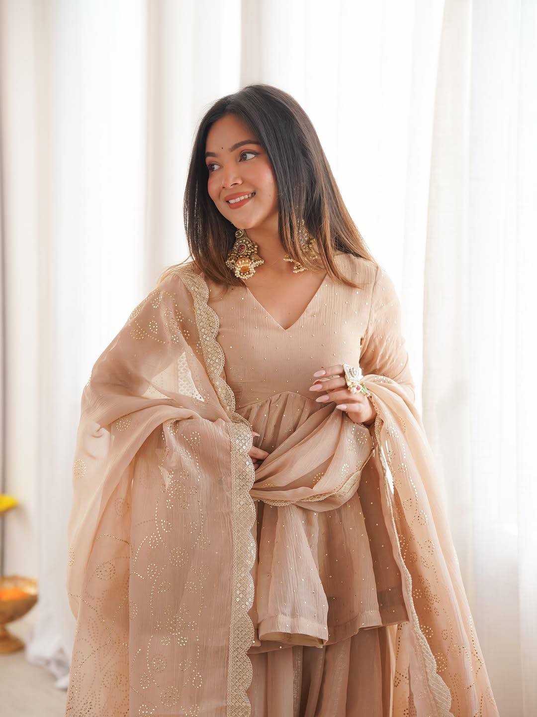 Traditional Mukaish Organza Sharara Set