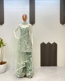 Adorable Embroidery Work Rama Color Palazzo Suit