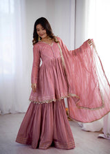 Royal Mirror Work Chanderi Sharara Ensemble