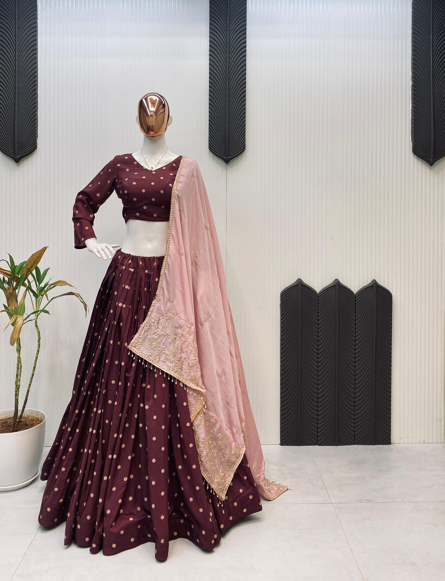 Dandiya Special Maroon Sequence Work Lehenga Choli