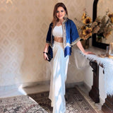 Stylish White Skirt With Blue Koti