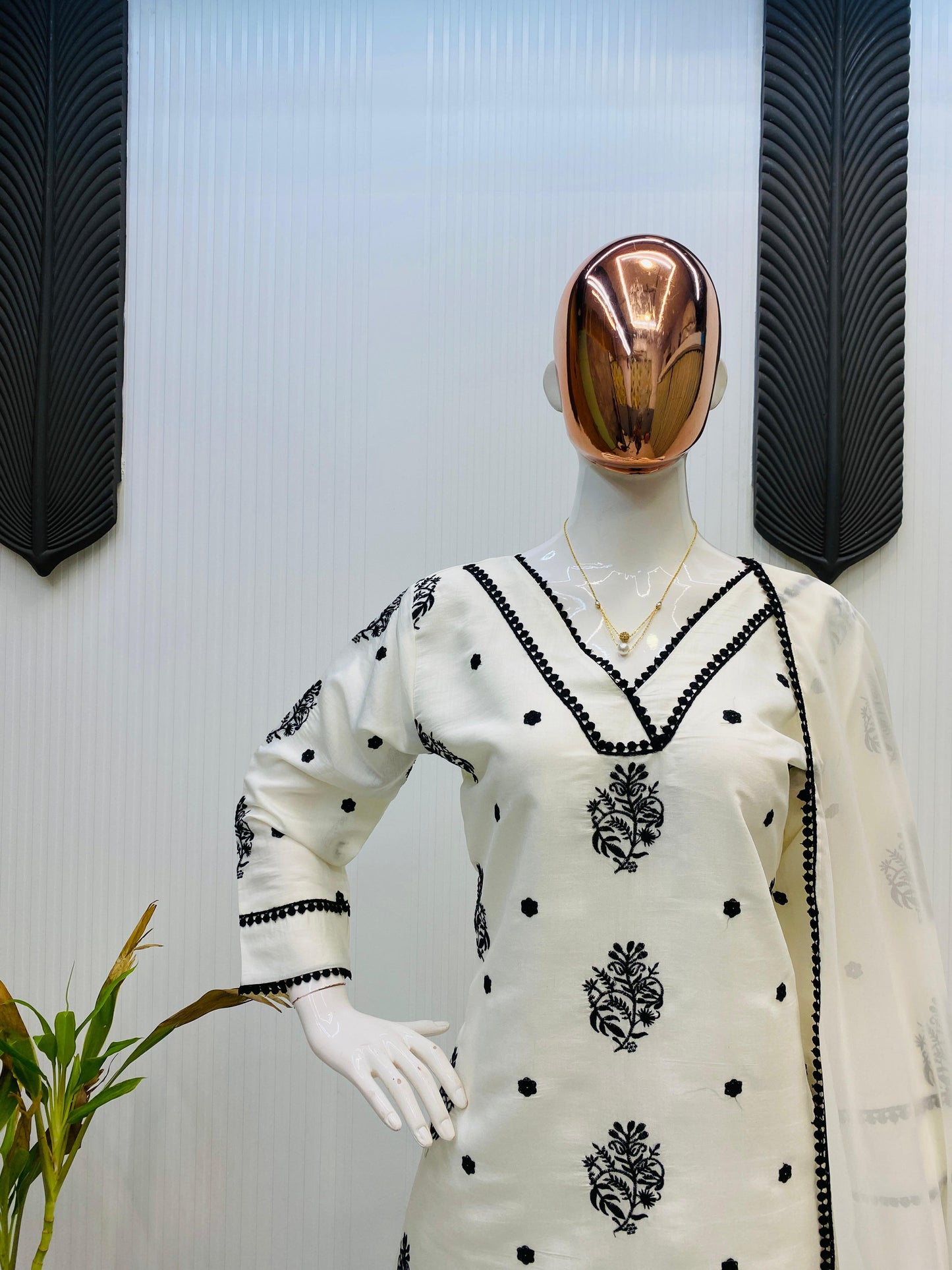 Roman Silk White Color Straight Salwar Suit