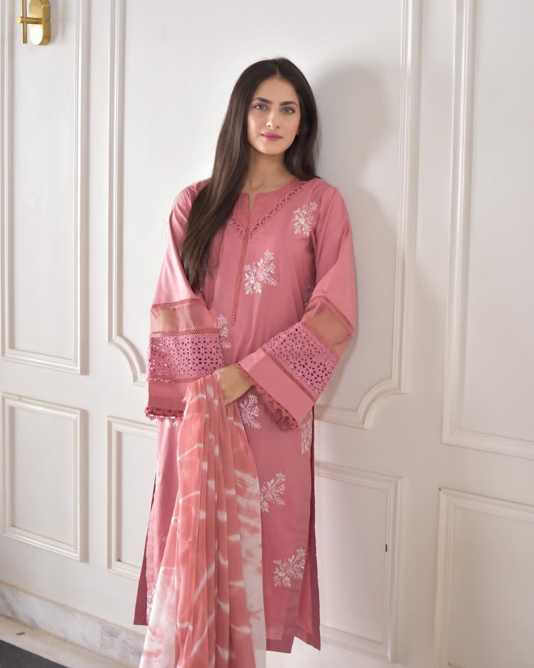 Classy Roman Silk Pink Color Salwar Suit