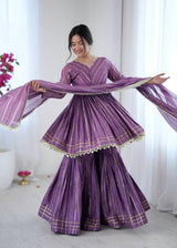 Royal Mirror Work Chanderi Sharara Ensemble