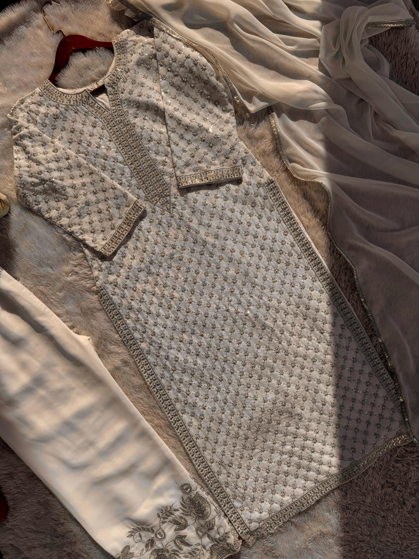 Occasion Wear Georgette Cream Color Salwar Suit