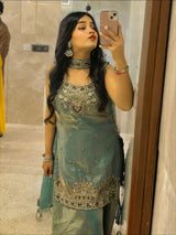 Sunehri Aura – Elegant Designer Sharara Set for Festive Glamour