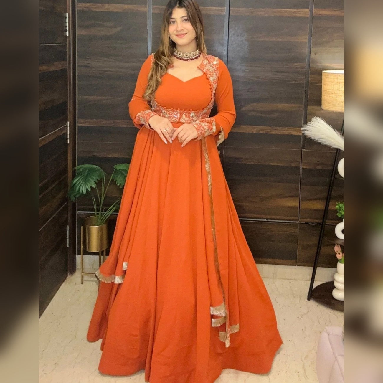 Designer Maxi Anarkali Suit with Koti, Pant & Dupatta