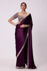 Pure Satin Silk Saree with Original Mirror & Embroidery Work