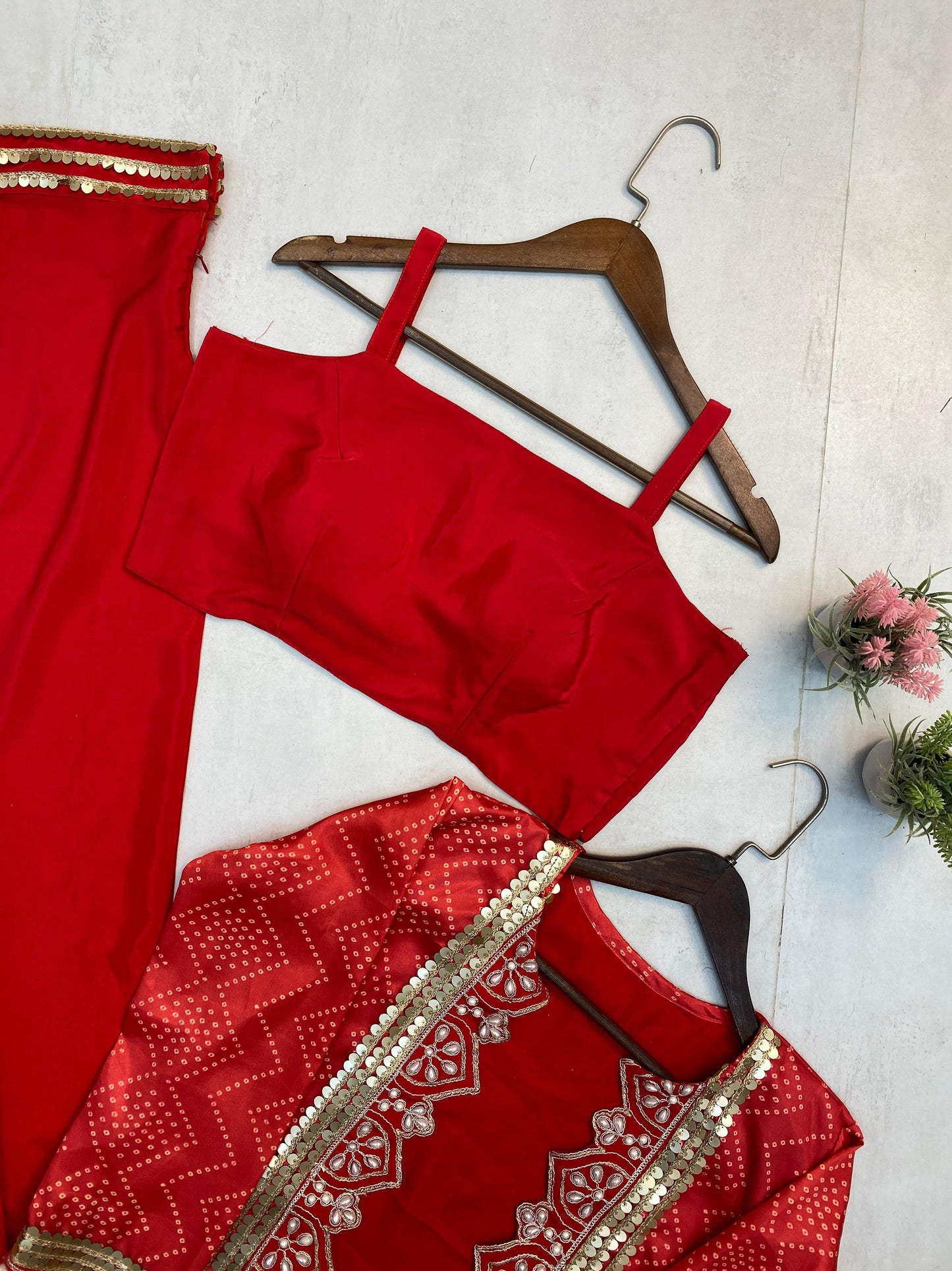 Ravishing Embroidery With Moti Work Red Color Dhoti Suit With Koti