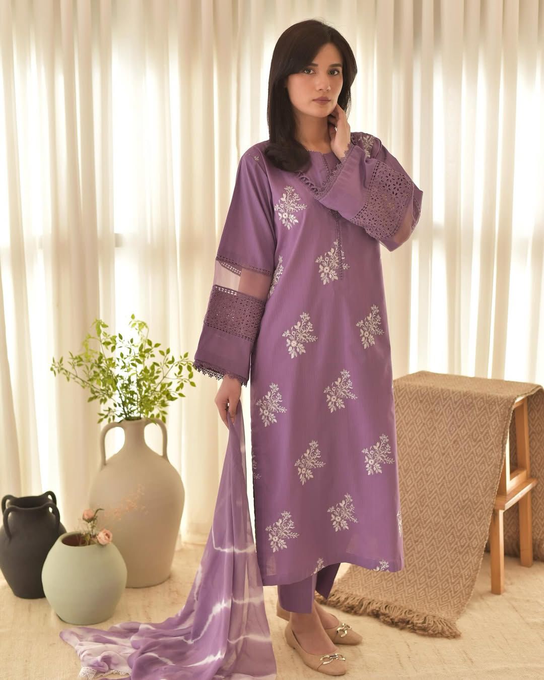 Classy Roman Silk Lavender Color Salwar Suit