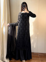 Pearl-Embroidered Sequin Palazzo Set