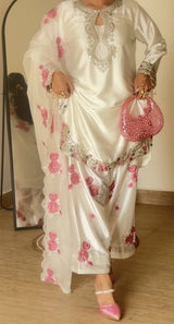 Japan-Inspired Satin Farshi Party Set – Festive & Fashionable