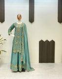 Embroidery Work Rama Color Chinon Palazzo Suit