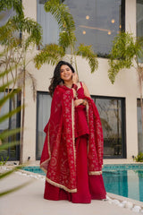 Traditional Mukaish Organza Sharara Set
