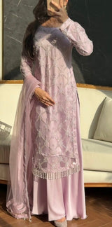 Pearl-Embroidered Sequin Palazzo Set