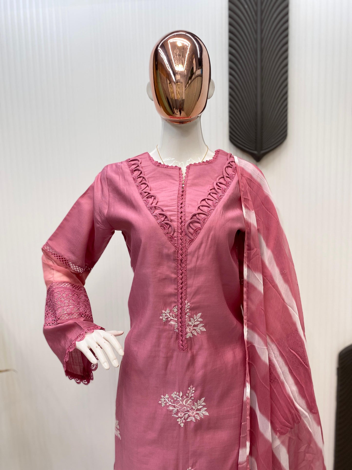 Classy Roman Silk Pink Color Salwar Suit