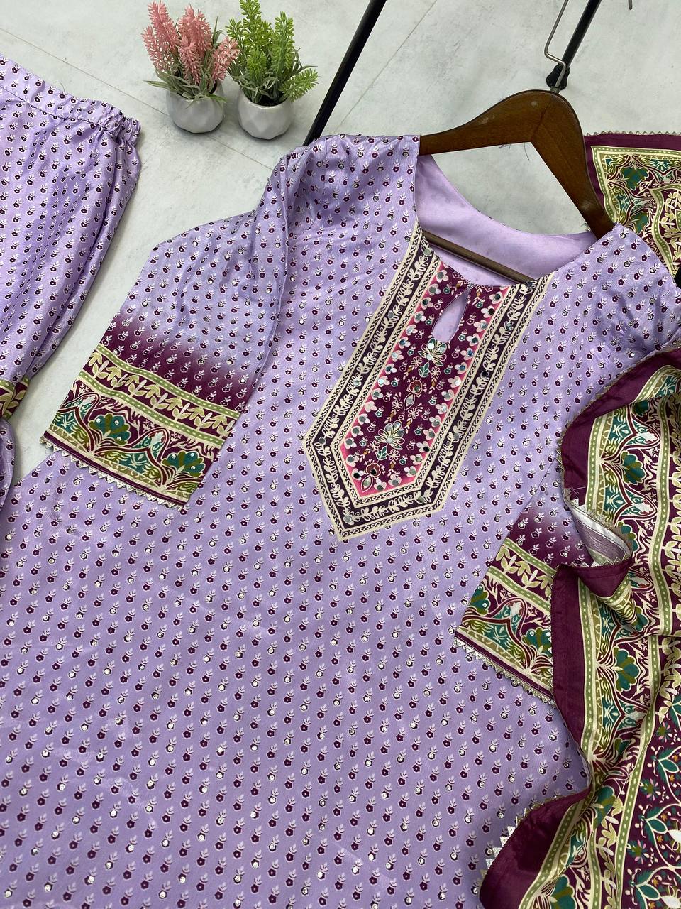 Gorgeous Blue Color Mirror Work Sharara Suit