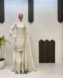 Attractive White Color Sequence Work Sharara Suit