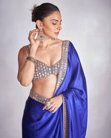 Pure Satin Silk Saree with Original Mirror & Embroidery Work