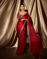Pure Satin Silk Saree with Original Mirror & Embroidery Work