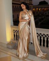 Pure Satin Silk Saree with Original Mirror & Embroidery Work