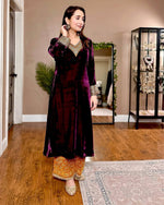 Gorgeous Maroon Velvet Sequence Work Palazzo Suit