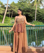 Exclusive Brown Zimmy Choo Sequence Work Palazzo Suit