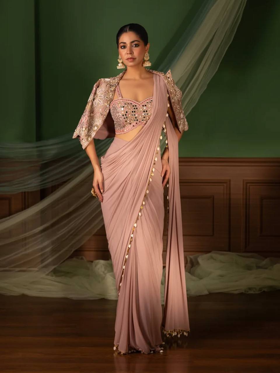 Premium Ready-to-Wear Saree with Jacket (Koti) and Blouse Set