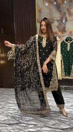 Stunning Black Zimmy Choo with Sequence Embroider Work Sharara Suit