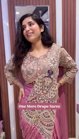 Dual Sequins Embroidered Rangoli Silk Ready-to-Wear Saree