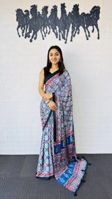 Luxury Mirror Work Satin Silk Saree with Latkan Pallu – Festive Designer Drapes