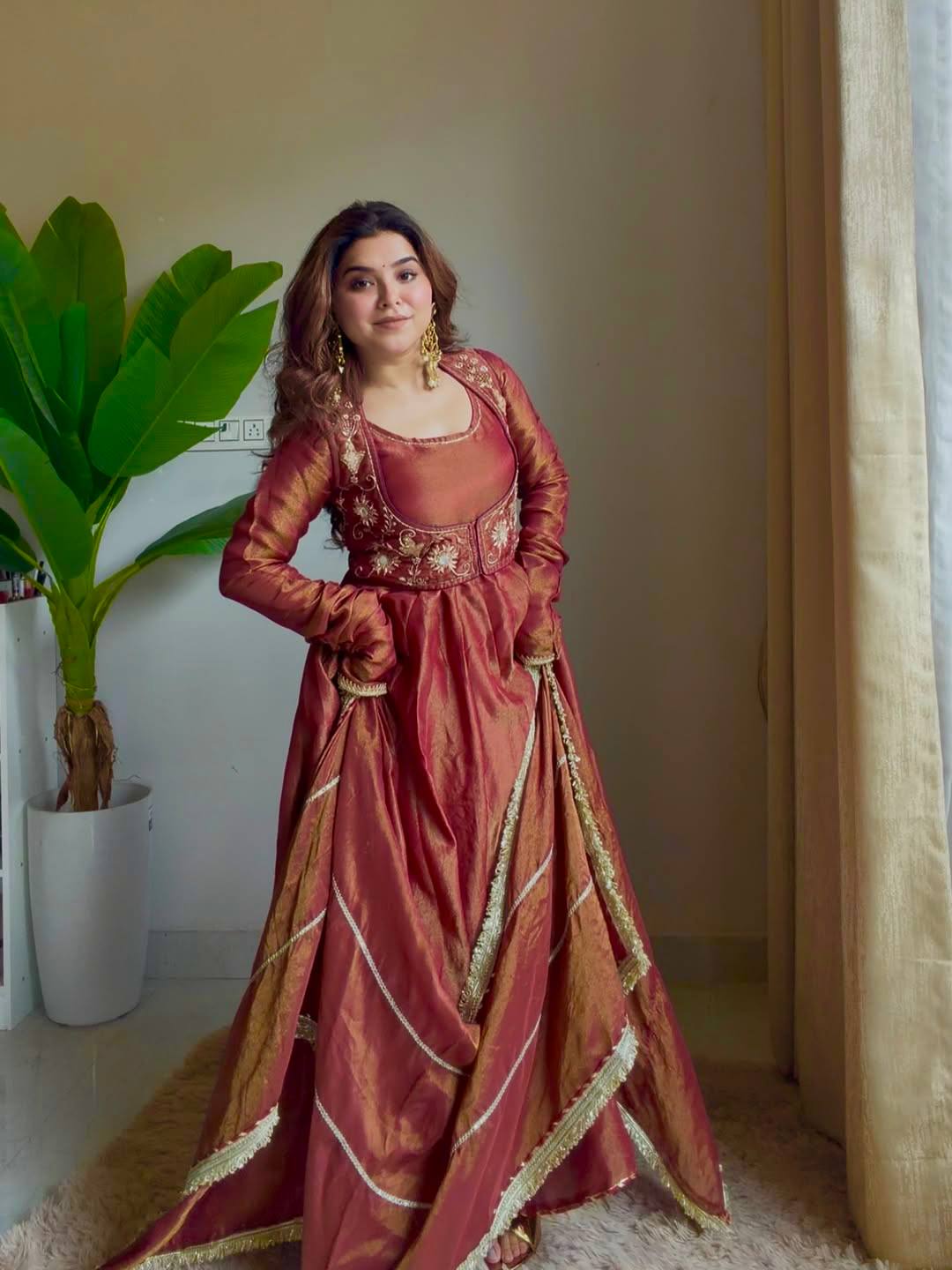 Zyra Luxe Celestial Silk Flare Maxi Anarkali Set