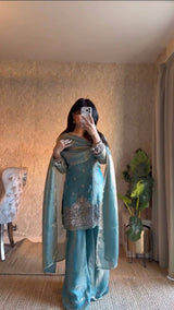 Zehra Fendy Silk Lace Palazzo Set