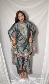 Japan-Inspired Satin Farshi Party Set – Festive & Fashionable