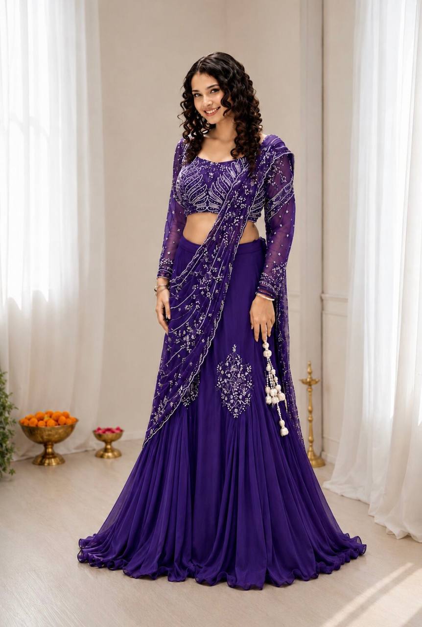 Trending Designer Lehenga Choli with Attached Pallu